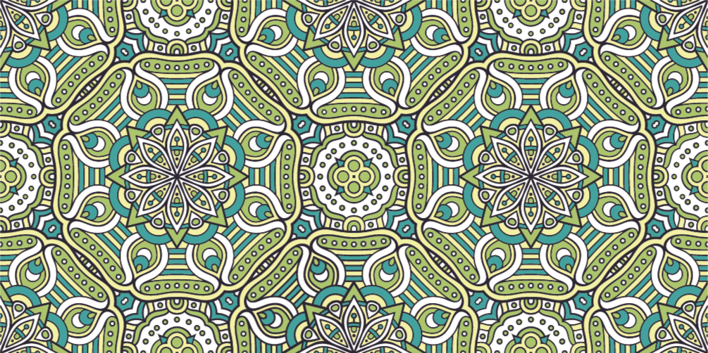 Tapis vinyle mandala motif turquoise et vert - TenStickers