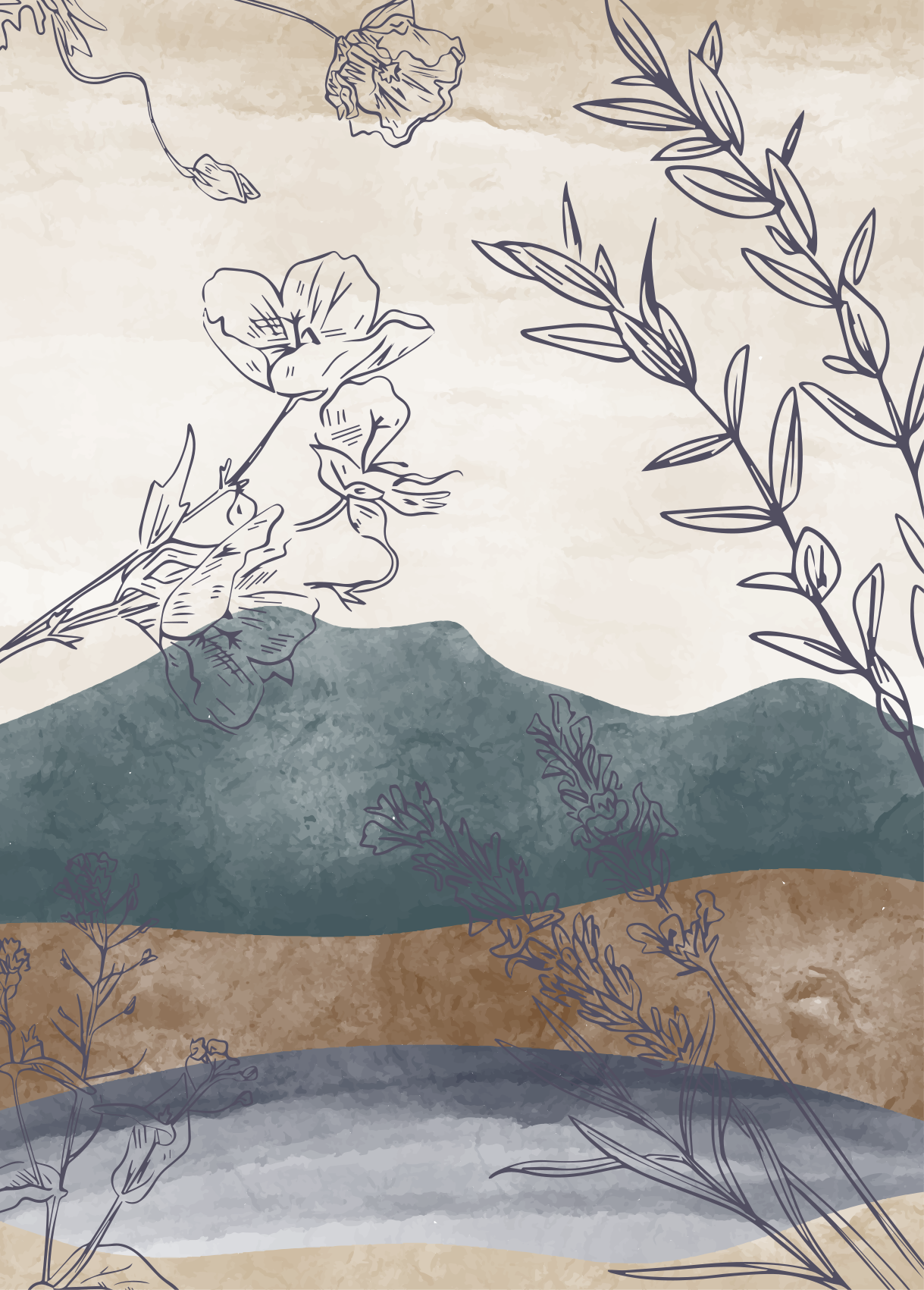 Tapis vinyle fleurs et plantes silhouette botanique - TenStickers