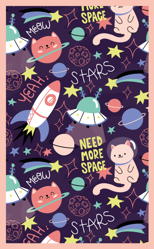 Tapis vinyle pour enfants motif chats de l'espace - TenStickers