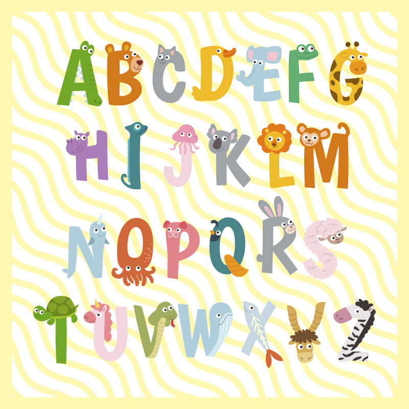 Tapis vinyle alphabet coloré avec animaux - TenStickers