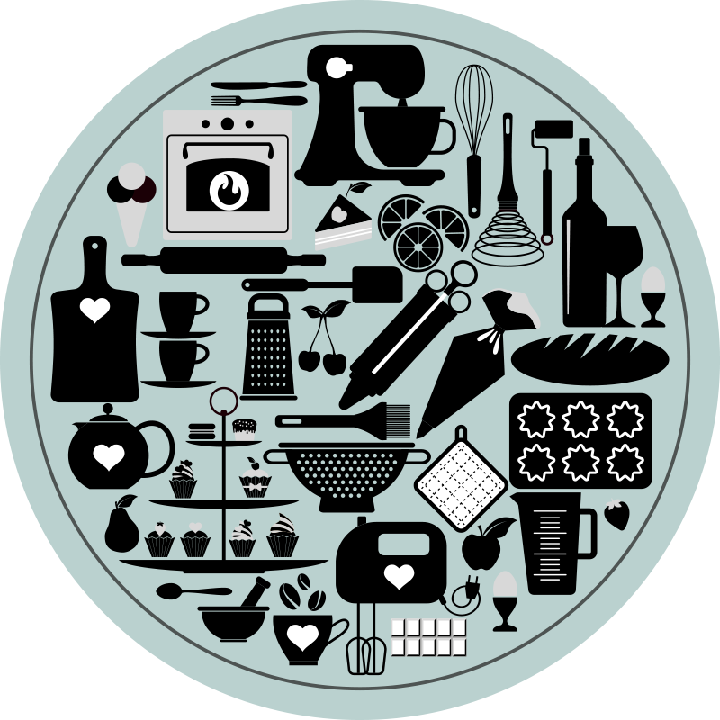 Tapis vinyle cuisine silhouettes culinaires - TenStickers