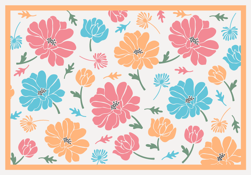 Tapis vinyle fleurs et plantes motif floral coloré - TenStickers