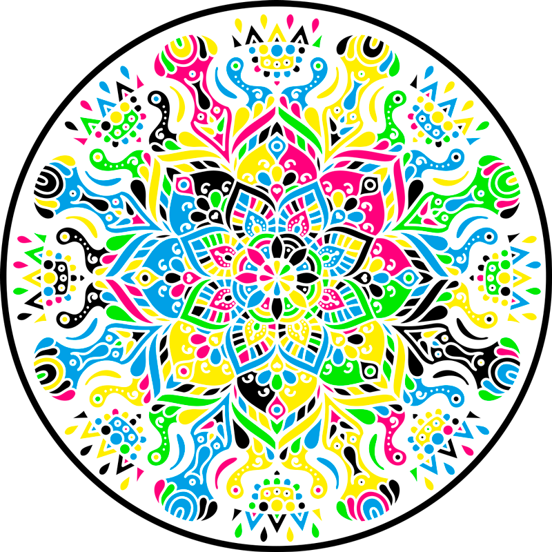 Tapis vinyle mandala coloré et vibrant - TenStickers
