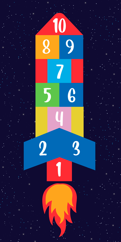 Tapis vinyle jeux marelle spatiale - TenStickers