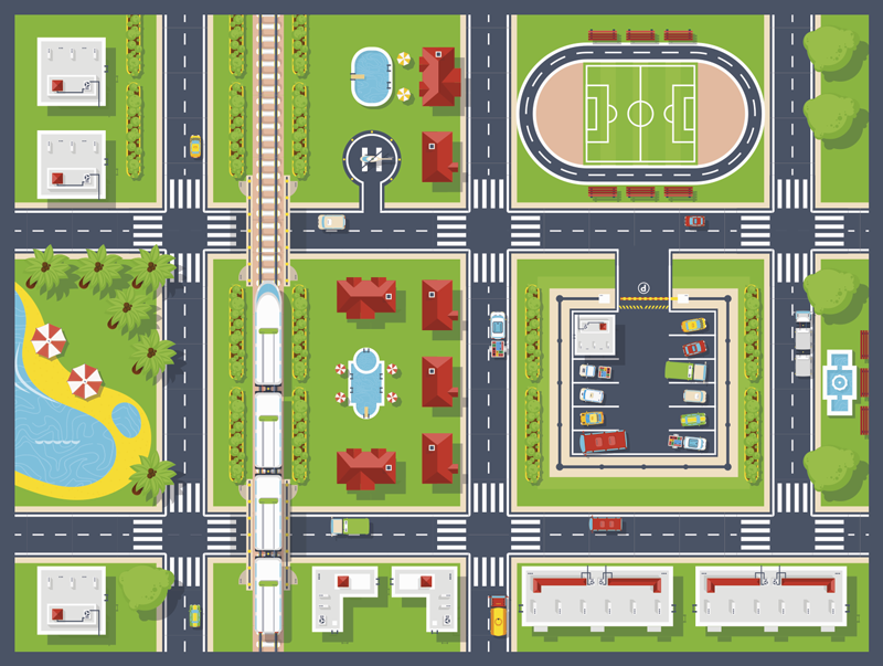 Tapis vinyle autouroute tapis de jeu urbain - TenStickers