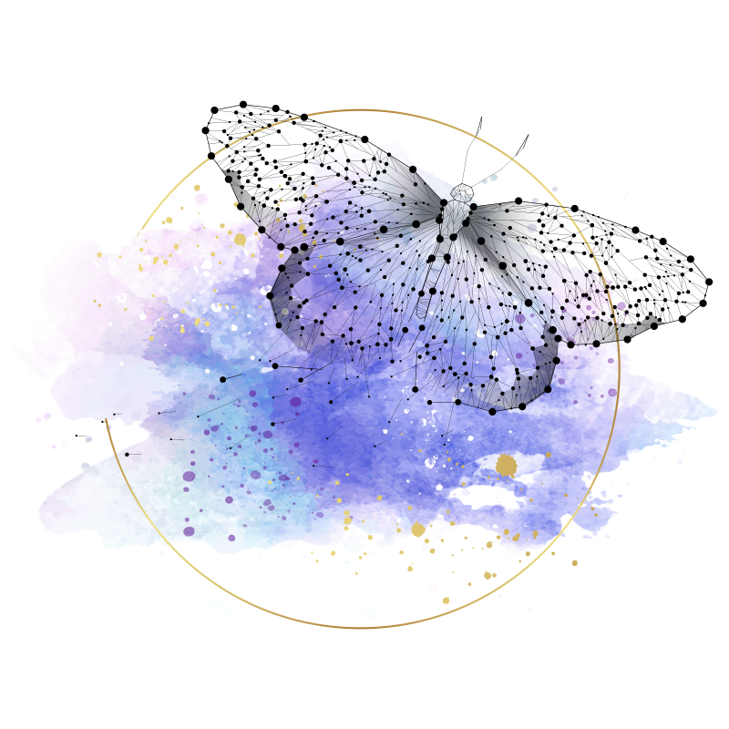 Tapis vinyle fleurs et plantes aquarelle papillon - TenStickers