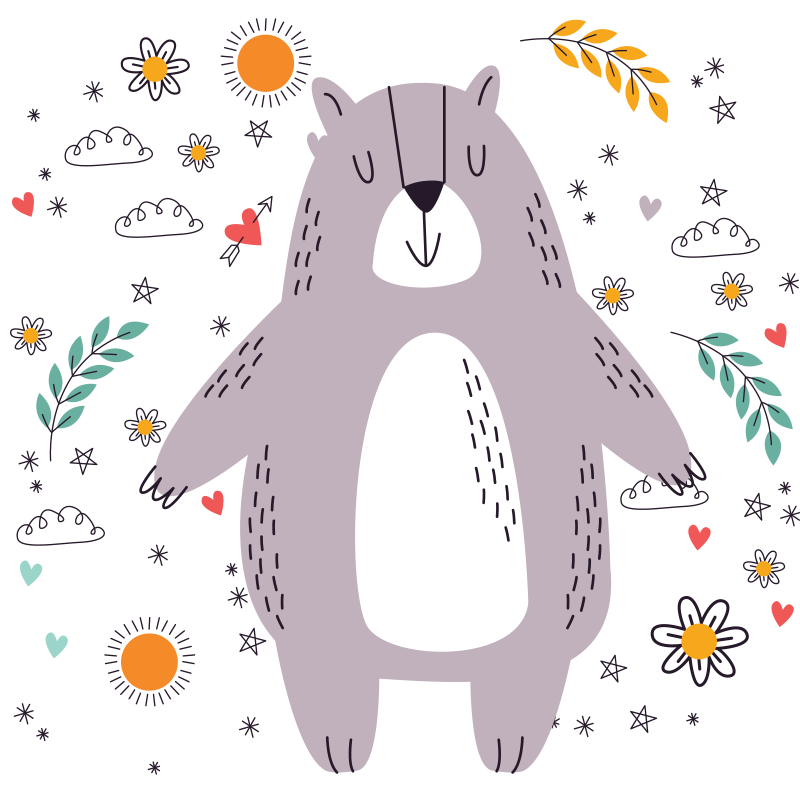 Tapis vinyle pour enfants illustration d'ours fantaisiste - TenStickers