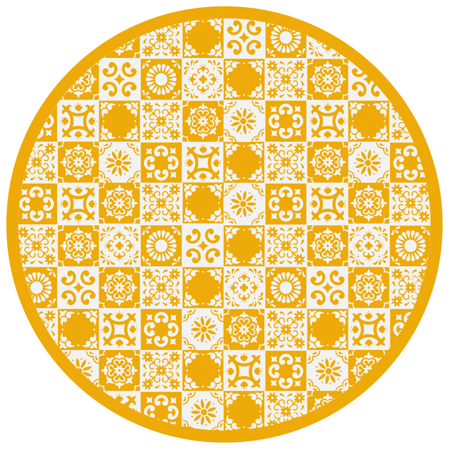 Tapis vinyle carreaux de ciment mosaïque circulaire ornée - TenStickers