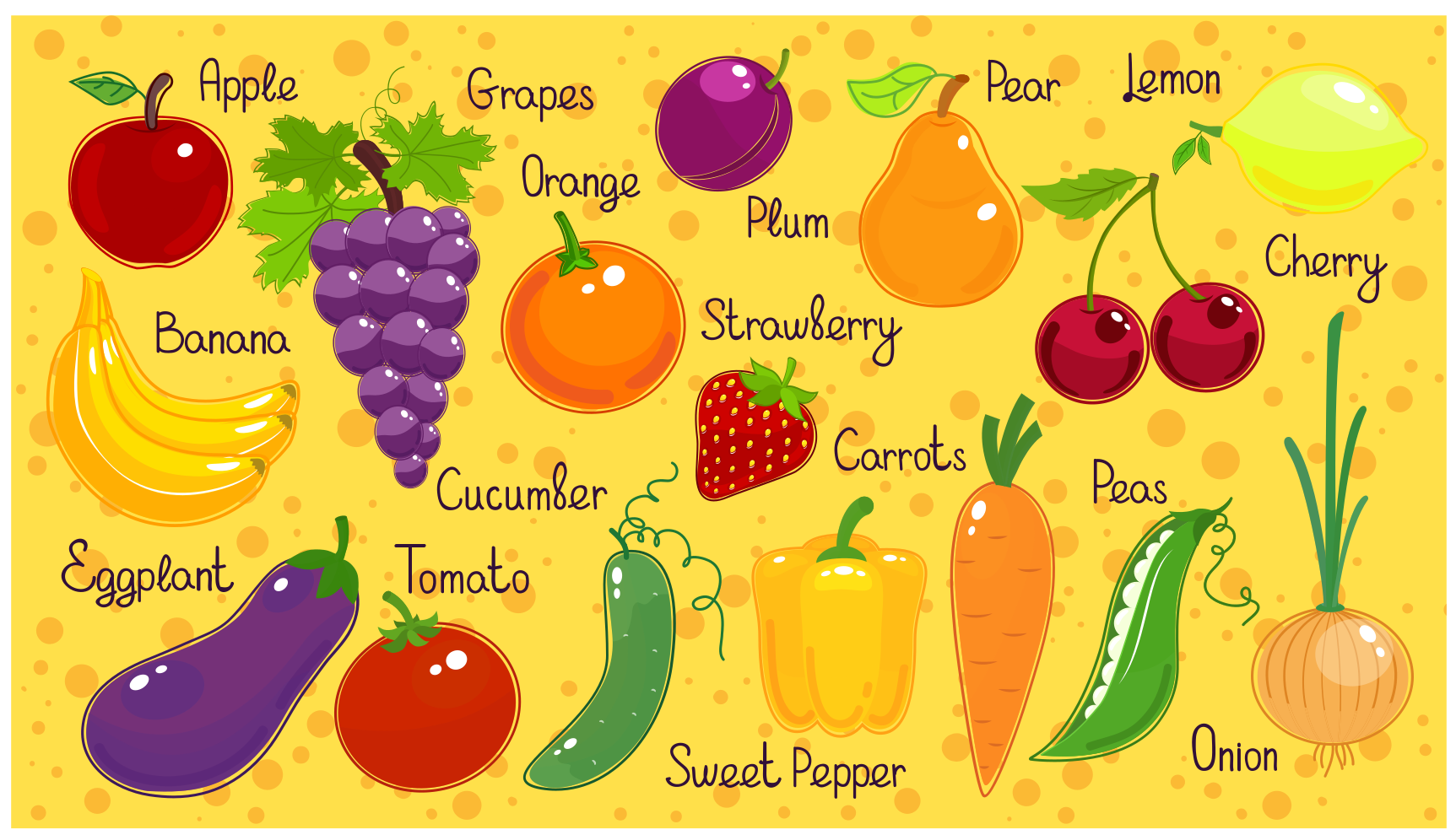 Tapis vinyle cuisine fruits et légumes colorés - TenStickers
