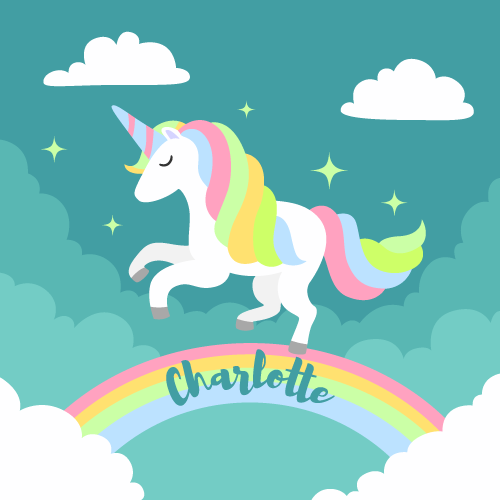 Tapis vinyle chambre bébé licorne arc-en-ciel personnalisée - TenStickers