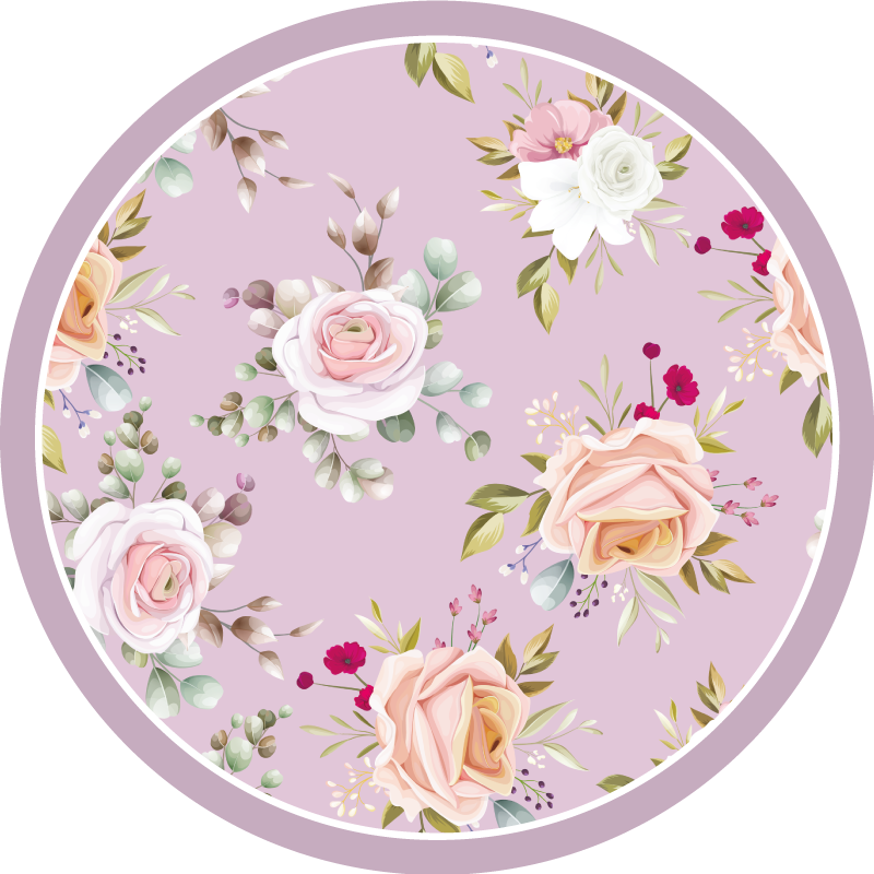 Tapis vinyle fleurs et plantes élégance du cercle floral - TenStickers