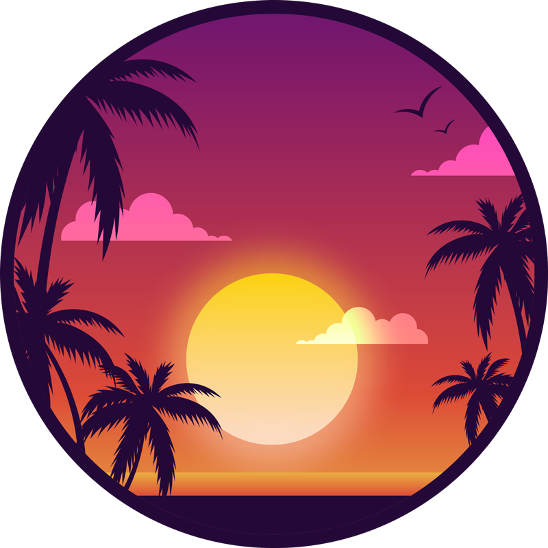 Tapis vinyle nature paysage de coucher de soleil tropical - TenStickers