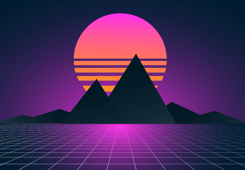 Tapis vinyle rétro géométrie coucher de soleil - TenStickers
