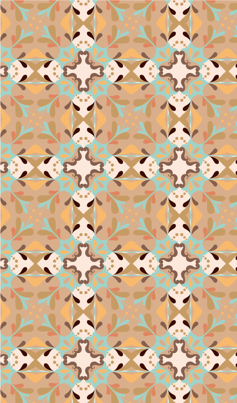 Tapis vinyle carreaux de ciment étoile en mosaïque - TenStickers