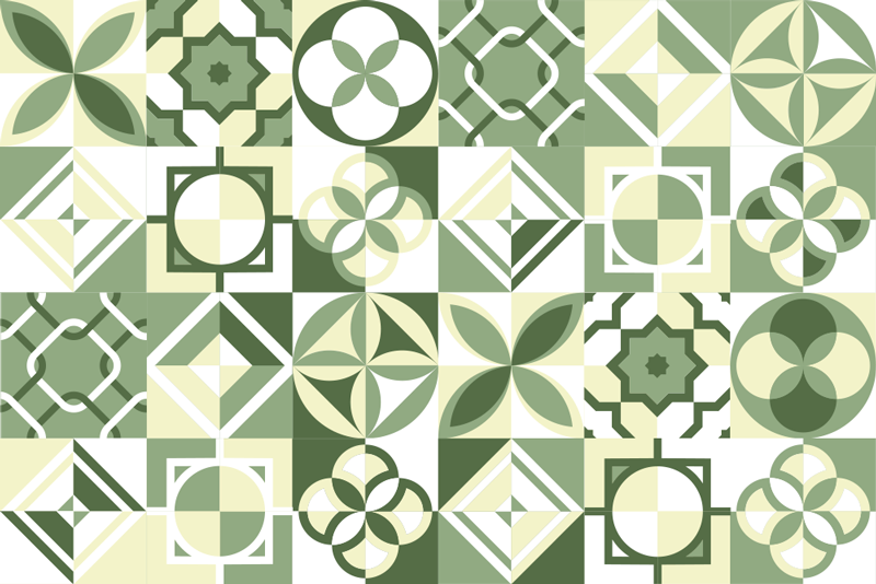 Tapis vinyle carreaux de ciment inspiration motifs - TenStickers