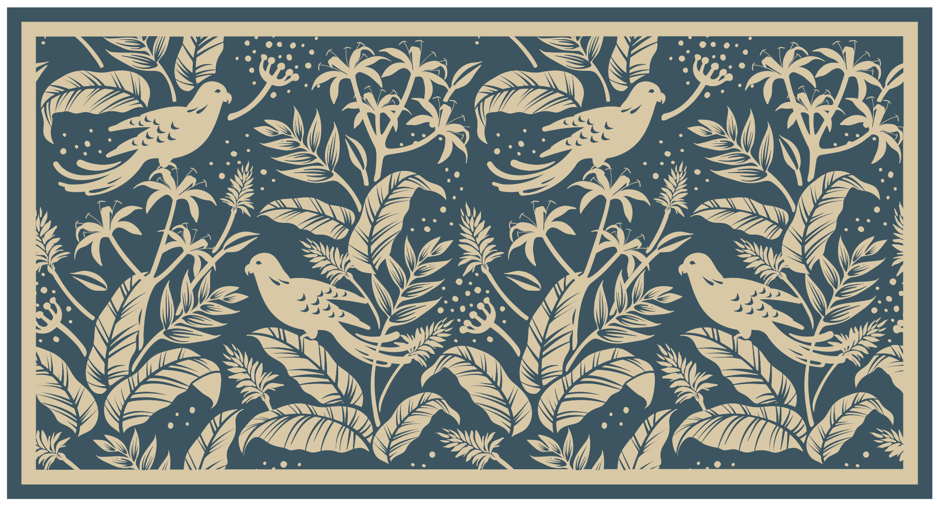 Tapis vinyle fleurs et plantes illustration d'oiseaux - TenStickers