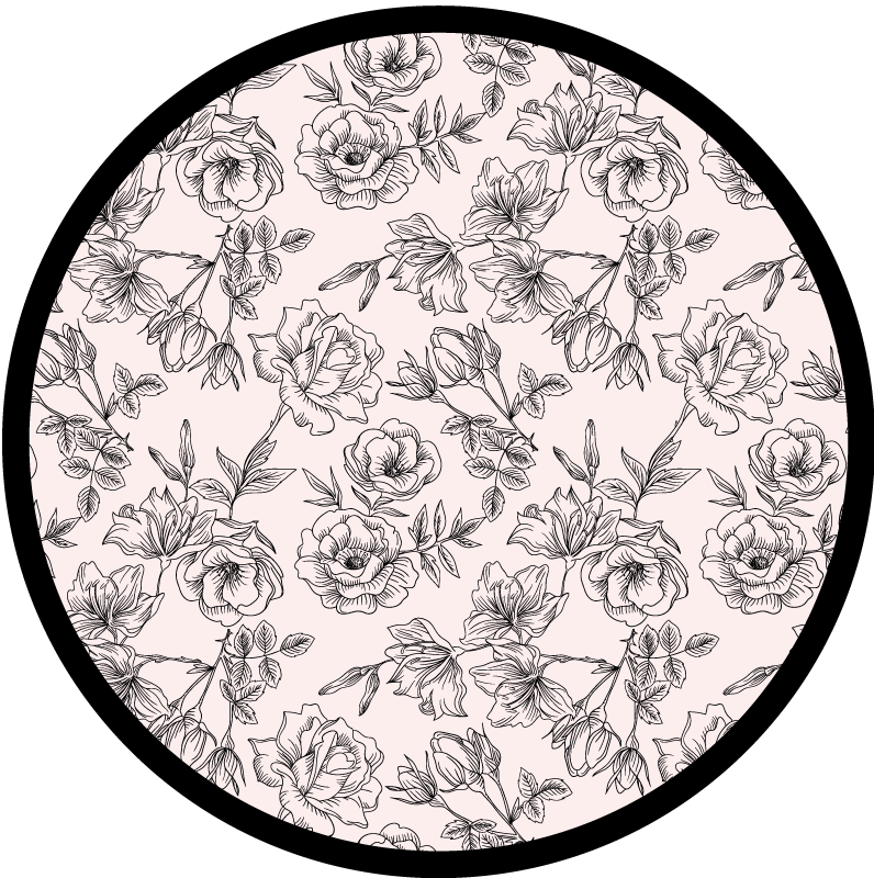 Tapis vinyle fleurs et plantes cercle de motifs floraux - TenStickers