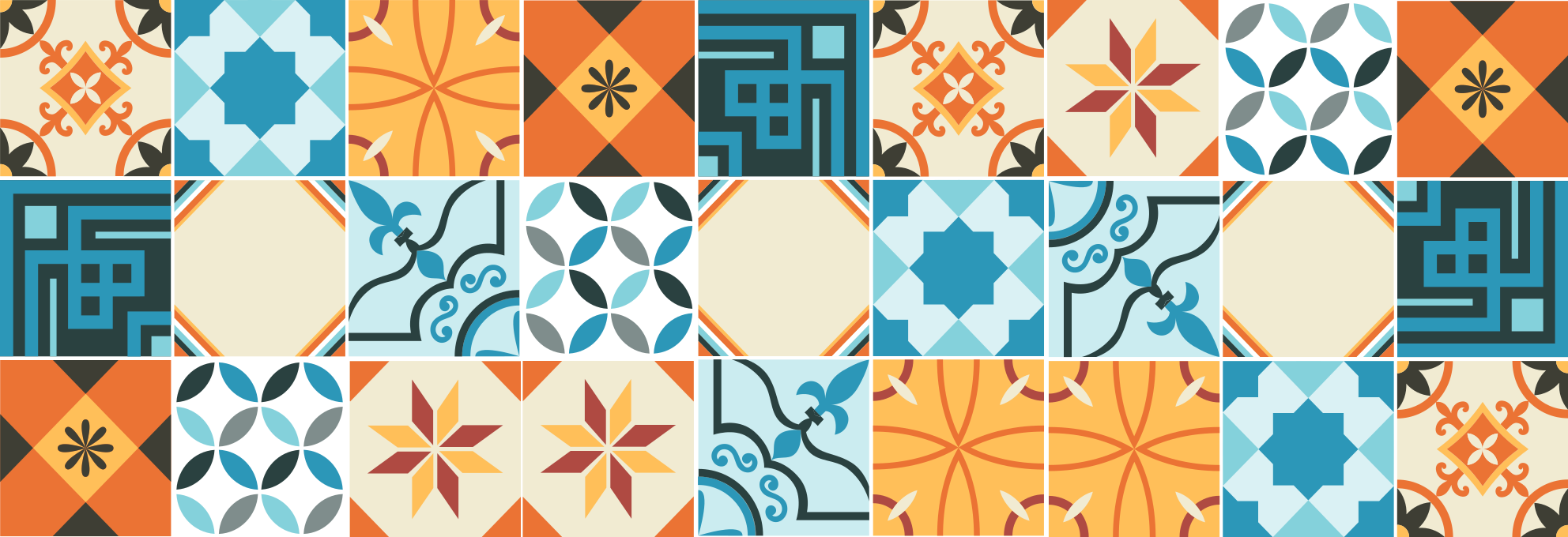 Tapis vinyle carreaux de ciment motifs décoratifs - TenStickers