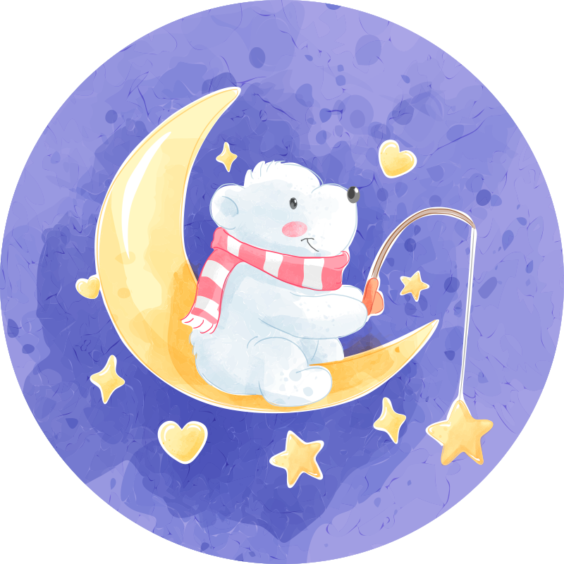 Tapis vinyle chambre bébé ourson au clair de lune - TenStickers