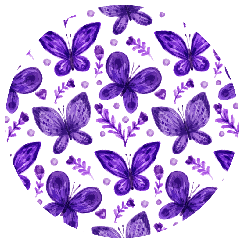 Tapis vinyle fleurs et plantes motif de cercle de papillon - TenStickers