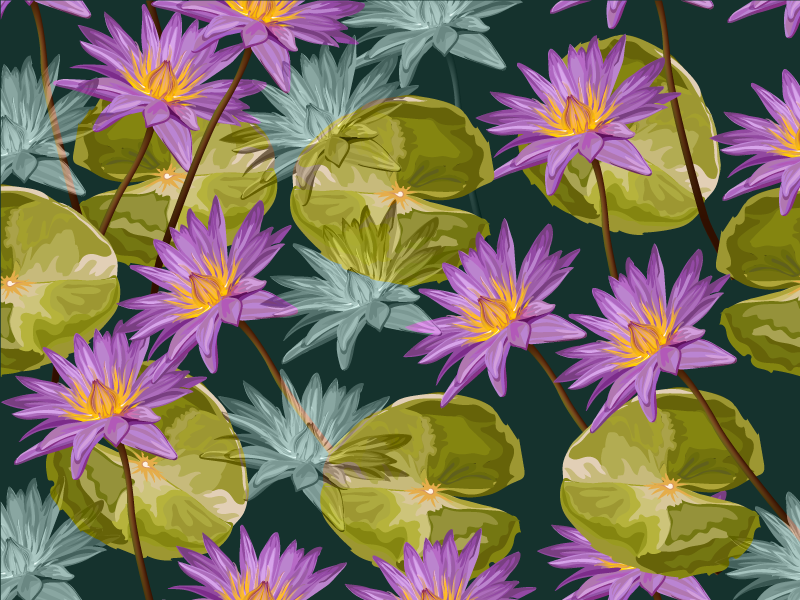 Tapis vinyle fleurs et plantes nénuphars botaniques - TenStickers