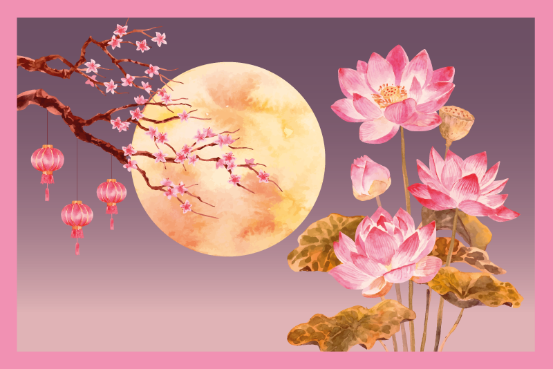 Tapis vinyle fleurs et plantes clair de lune floral - TenStickers