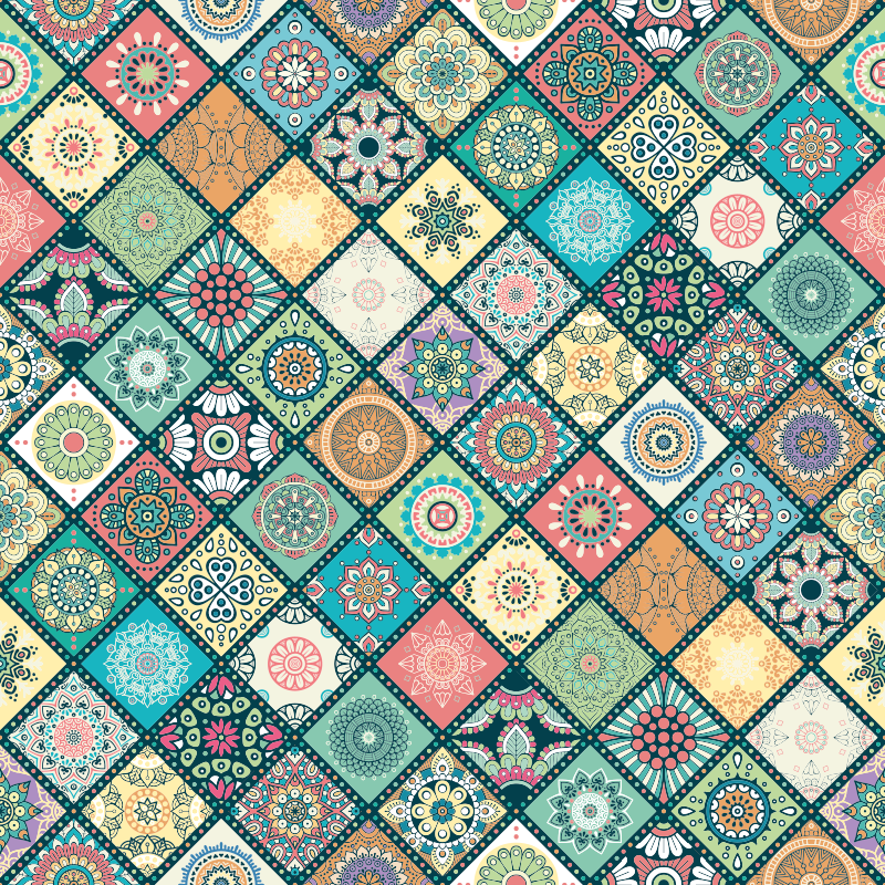 Tapis mosaique vinyle patchwork à motifs de mosaïque - TenStickers