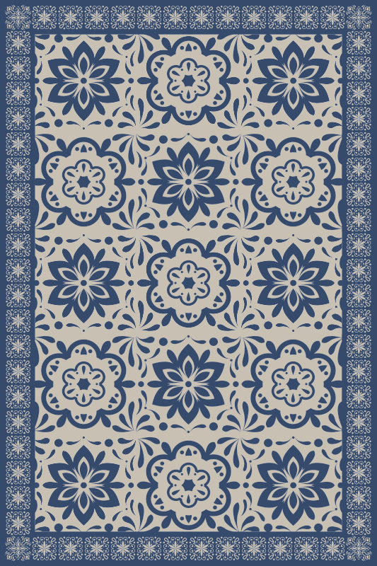 Tapis vinyle carreaux de ciment motif à motif floral - TenStickers