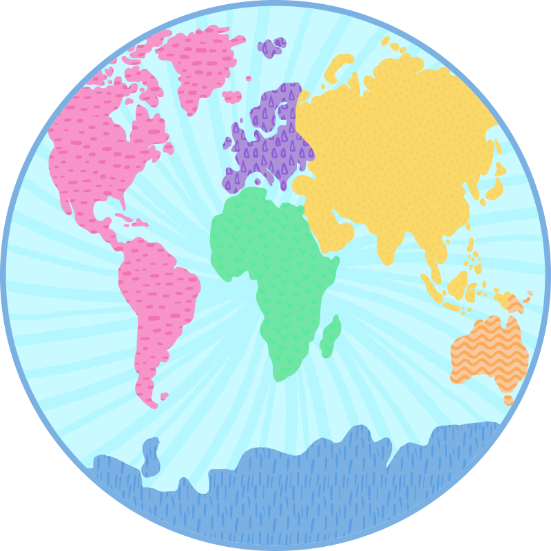 Tapis vinyle carte du monde cercle coloré - TenStickers