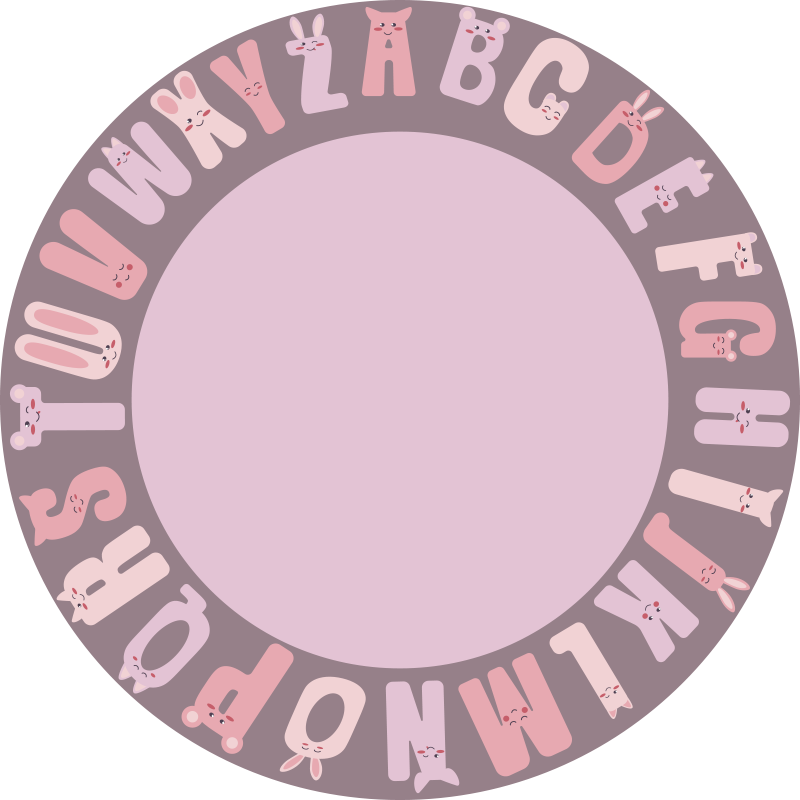 Tapis vinyle alphabet cercle éducatif rose - TenStickers