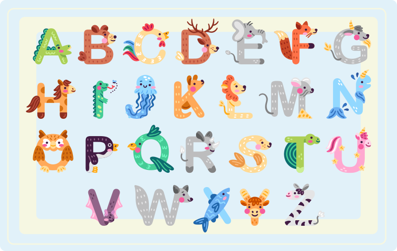 Tapis vinyle alphabet créatures alphabétiques - TenStickers