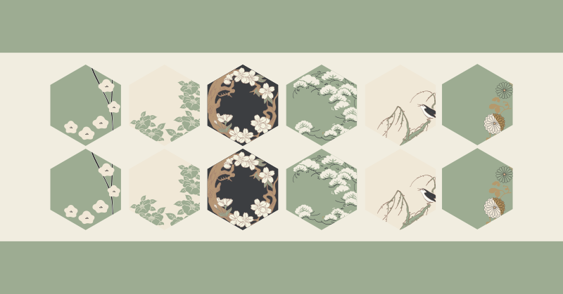 Tapis vinyle fleurs et plantes hexagones floraux - TenStickers