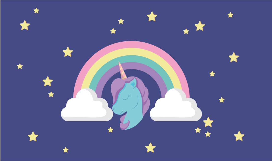 Tapis vinyle pour enfants graphique arc-en-ciel licorne - TenStickers