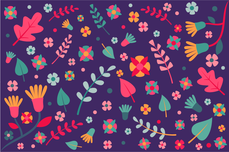 Tapis vinyle fleurs et plantes éclat de couleur florale - TenStickers