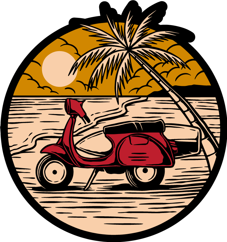 Tapis vinyle autres tapis scène de scooter tropical - TenStickers