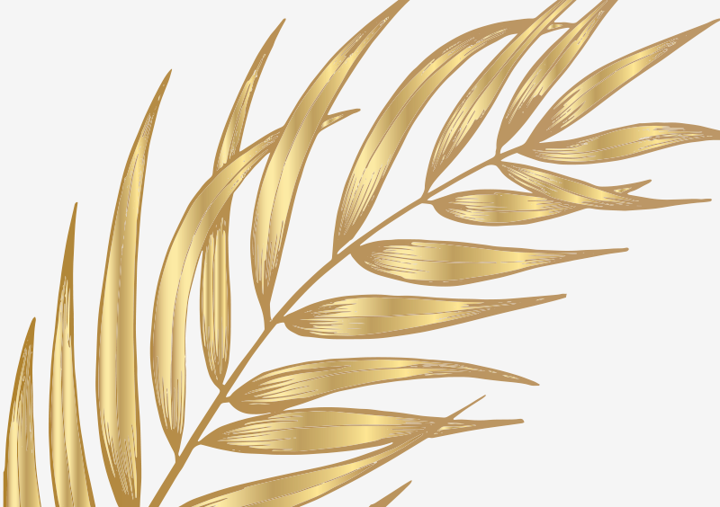 Tapis vinyle fleurs et plantes motif de feuillage doré - TenStickers