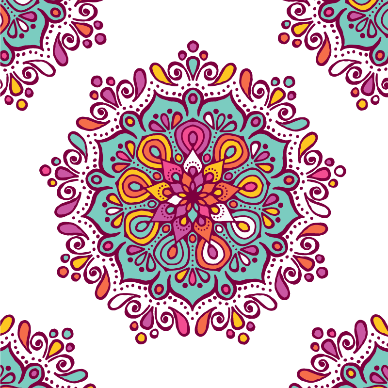 Tapis vinyle mandala motif complexe et coloré - TenStickers