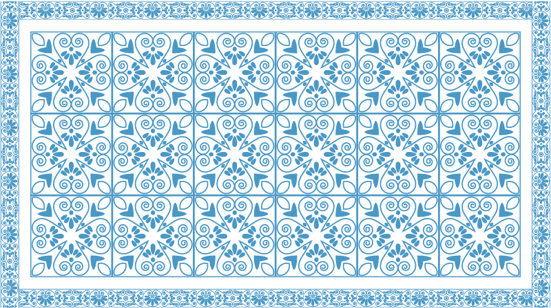 Tapis vinyle cuisine éléments botaniques azur - TenStickers