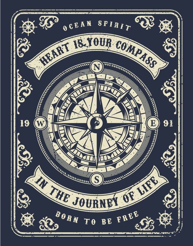 Tapis vinyle minimaliste art du voyage à la boussole - TenStickers