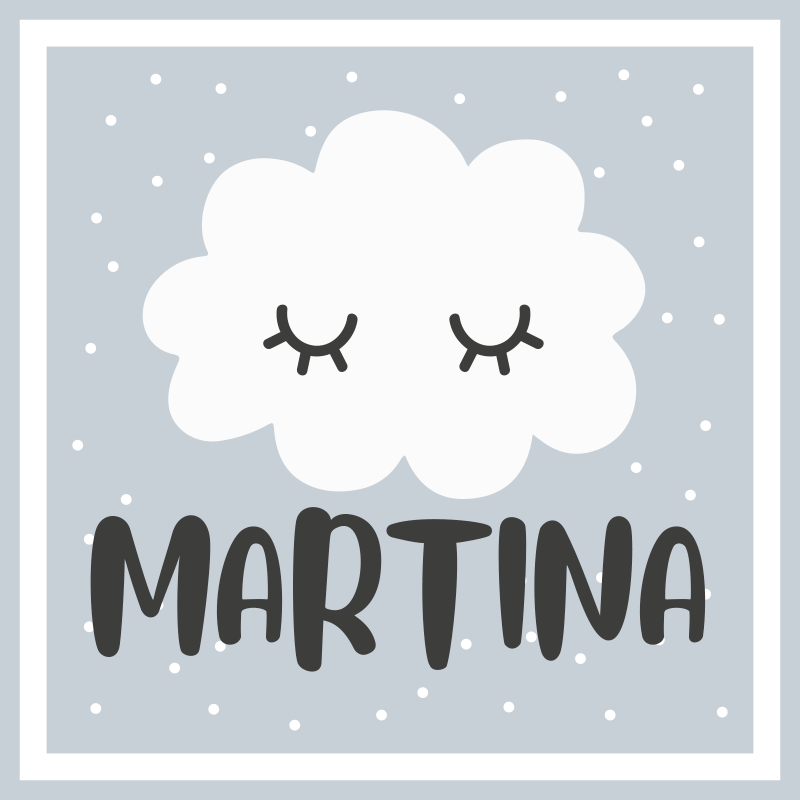 Tapis vinyle chambre bébé nuage gris avec nom - TenStickers