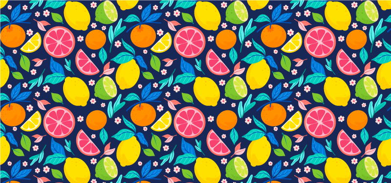 Tapis vinyle cuisine motif d'agrumes coloré - TenStickers