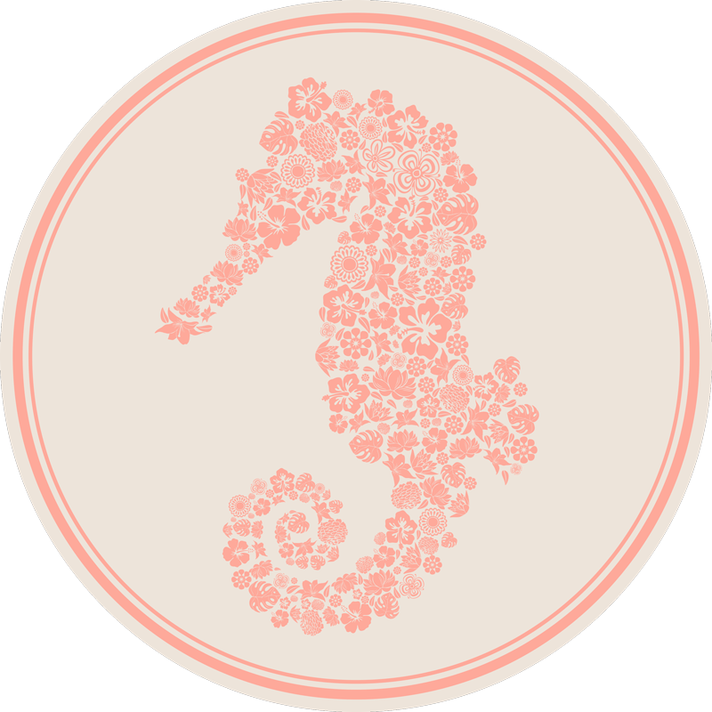 Tapis vinyle fleurs et plantes motif floral d'hippocampe - TenStickers