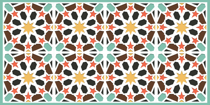 Tapis vinyle carreaux de ciment tuiles étoilées colorées - TenStickers