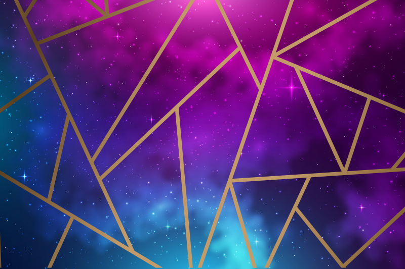 Tapis vinyles géométriques motif bleu et violet cosmique - TenStickers