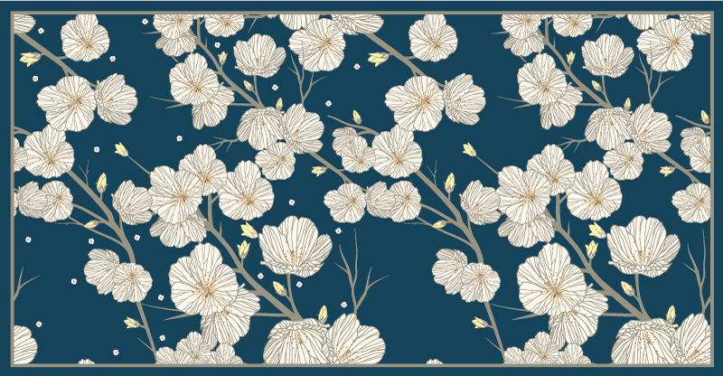 Tapis vinyle fleurs et plantes motif floral épanoui - TenStickers