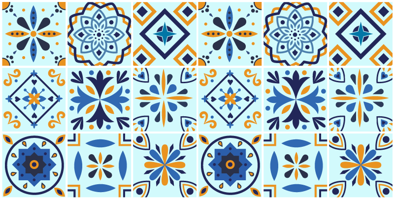 Tapis vinyle cuisine motif de tuile traditionnel - TenStickers