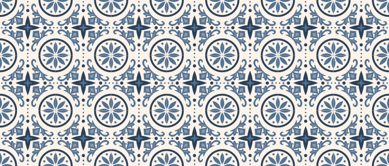 Tapis vinyle carreaux de ciment motif nautique bleu - TenStickers