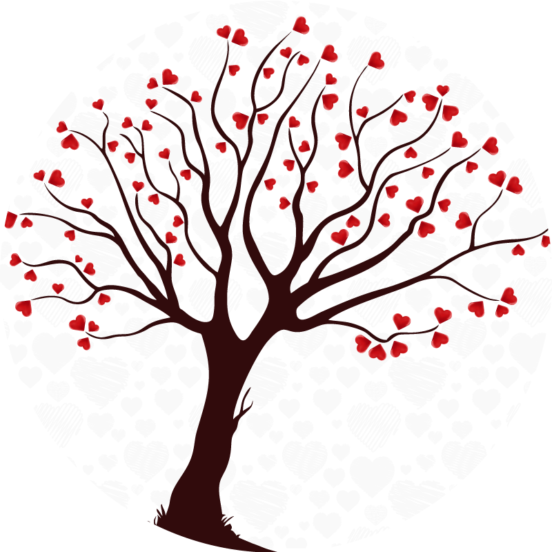 Tapis vinyle fleurs et plantes arbre des coeurs - TenStickers