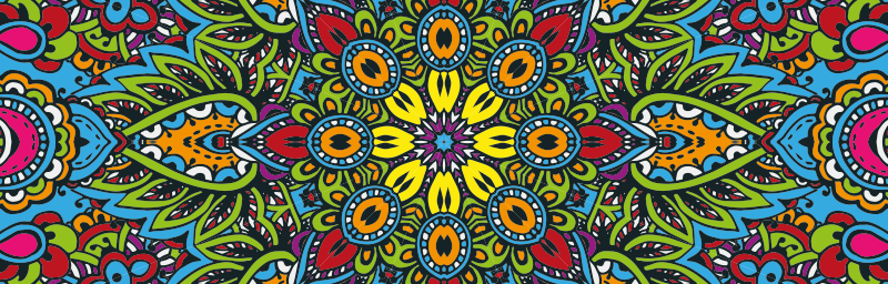 Tapis vinyle mandala motifs floraux vibrants - TenStickers