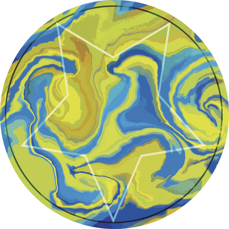 Tapis vinyle textures étoile bleue et jaune - TenStickers